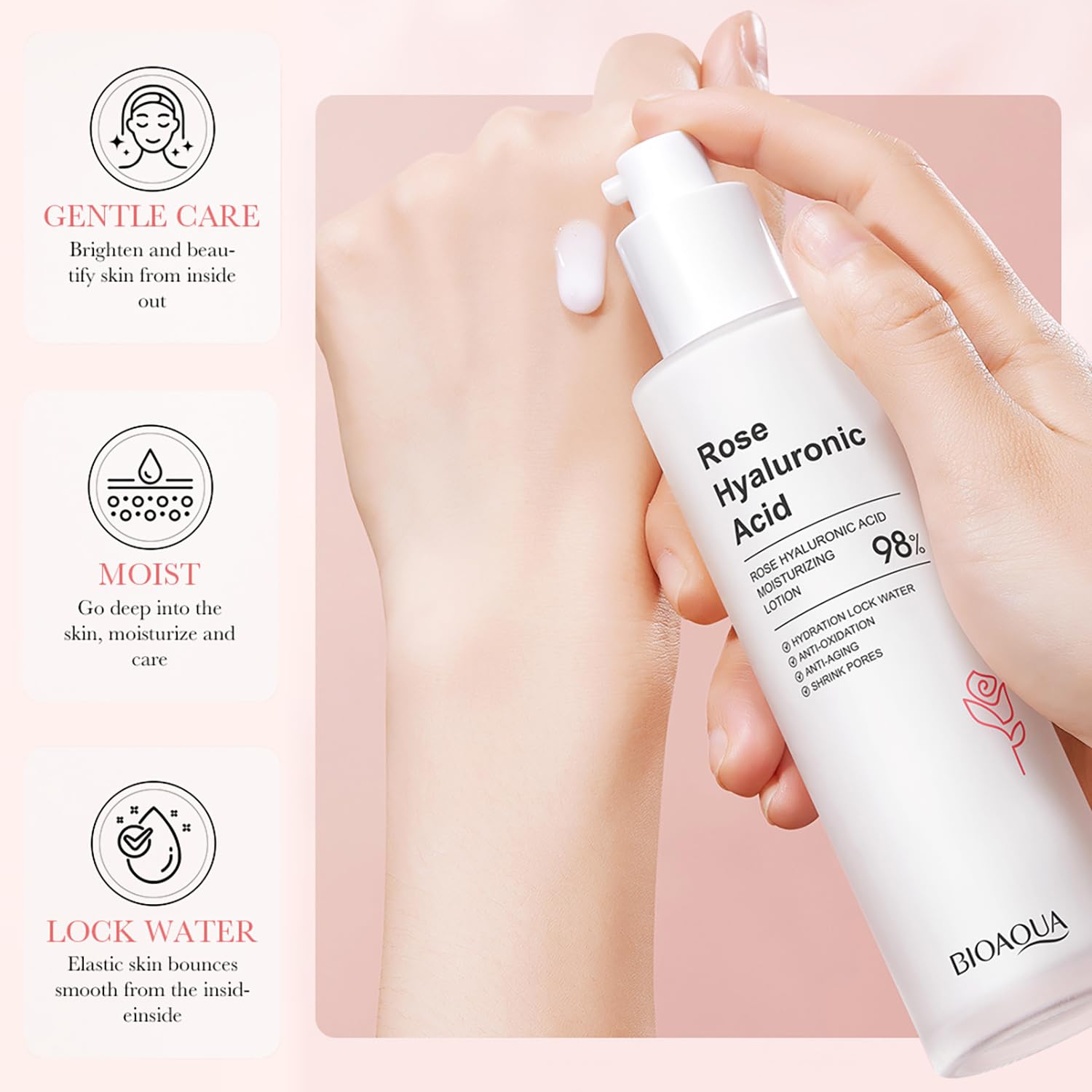 Amazon.com: BIOAQUA 98% Rose Extract Hyaluronic Acid Facial